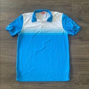 Men’s Puma Blue & White Polo Golf Shirt w/ Company Logos, Size Large